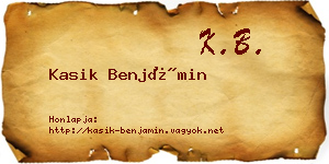 Kasik Benjámin névjegykártya